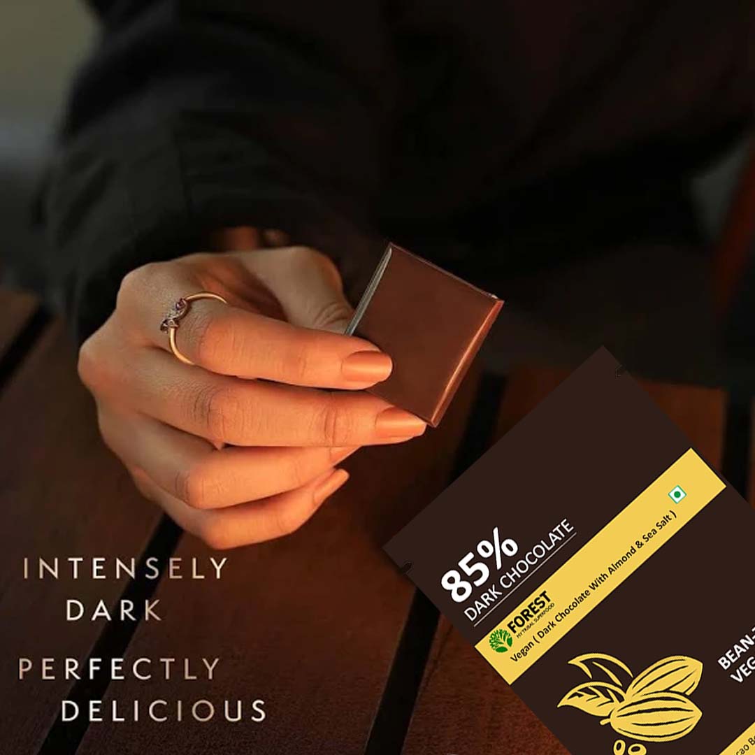 Dark Chocolate with Almond Sea Salt - 85% dark chocolate