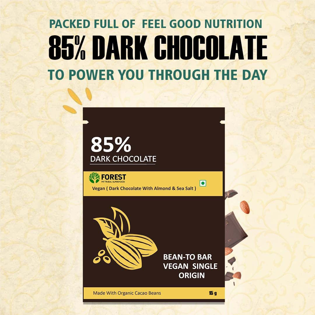 Dark Chocolate with Almond Sea Salt - 85% dark chocolate