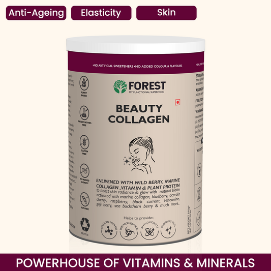 Forest Beauty Collagen | For Boost Skin Radiance & Glow With Natural Biotin Activated | With Marine Collagen, Blueberry, Acerola Cherry, Gojiberry, I-theanine, & Much More.