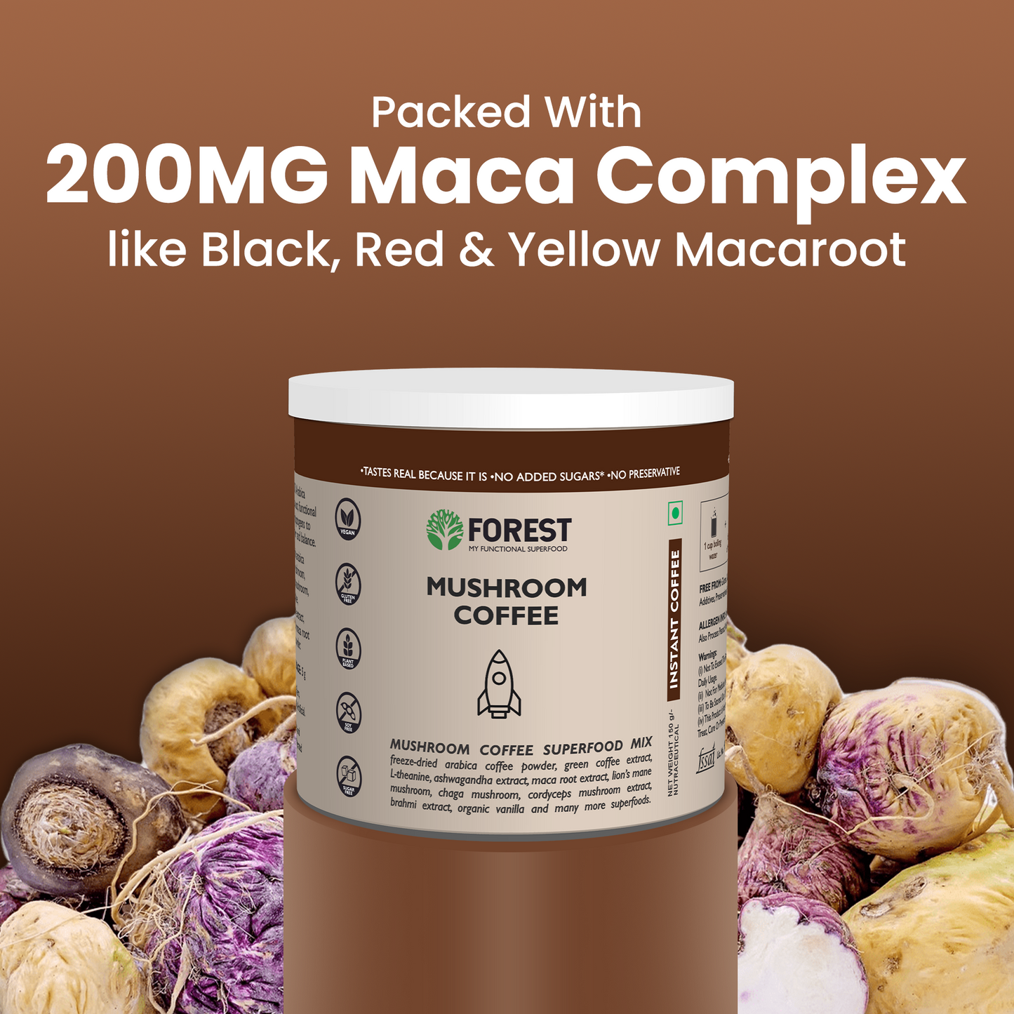 Mushroom Coffee -  Infused with Mushrooms and Maca Root Powder