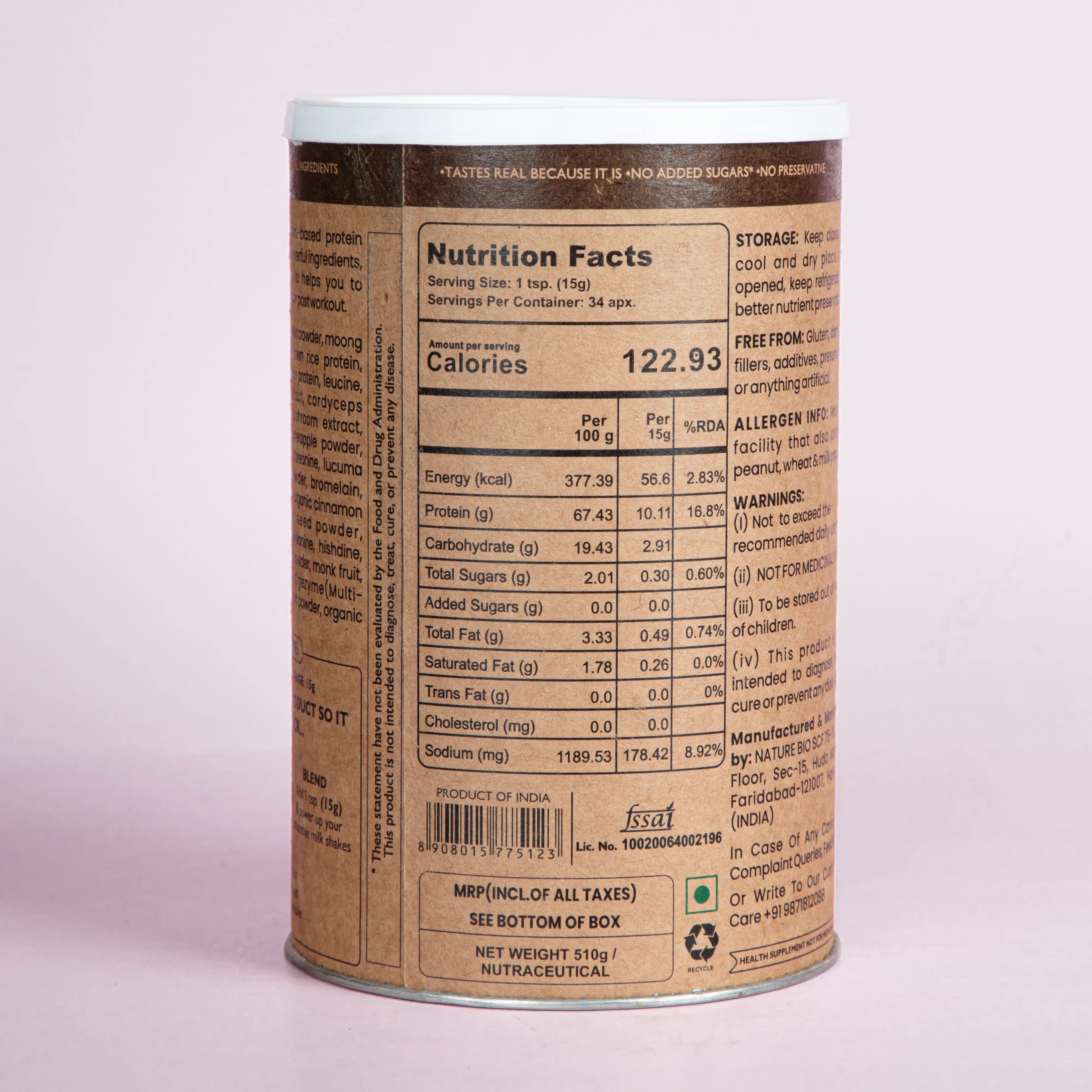 Nutrition facts of Forest Plant Power Protein Powder