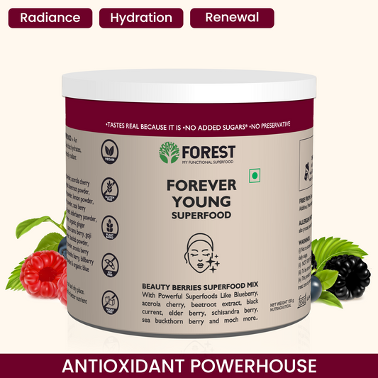 Forest Forever Young | An Antioxidant-rich Superfoods Blend That Hydrates & Protects For Naturally Radiant Skin | With Powerful Superfood Blueberry, Raspberry, Cranberry, Acaiberry, & Much More.