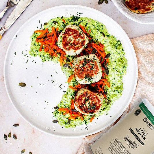 POTATO CAKES + RADISH LEAF & PEA PESTO