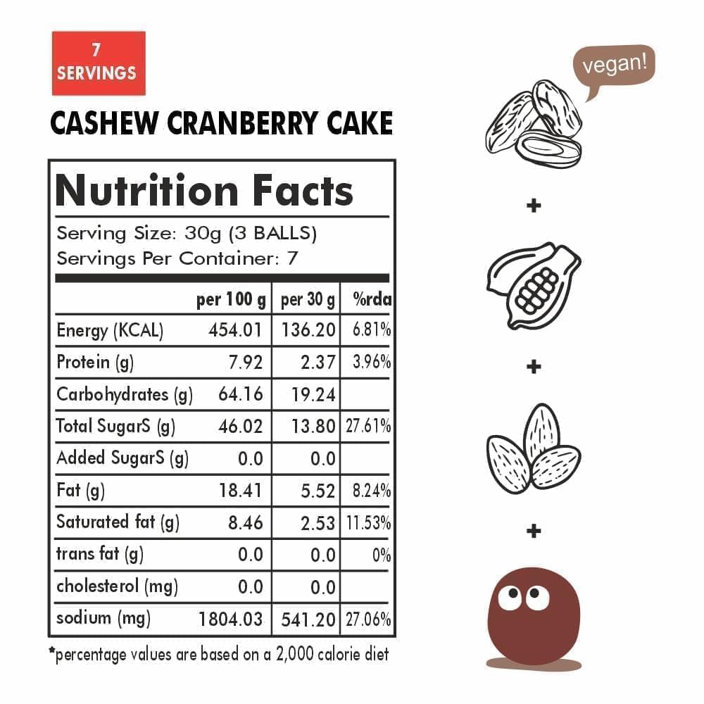 Cashew Cranberry Cake Balls Pack of 21 Balls