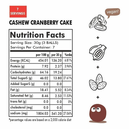 Cashew Cranberry Cake Balls Pack of 21 Balls