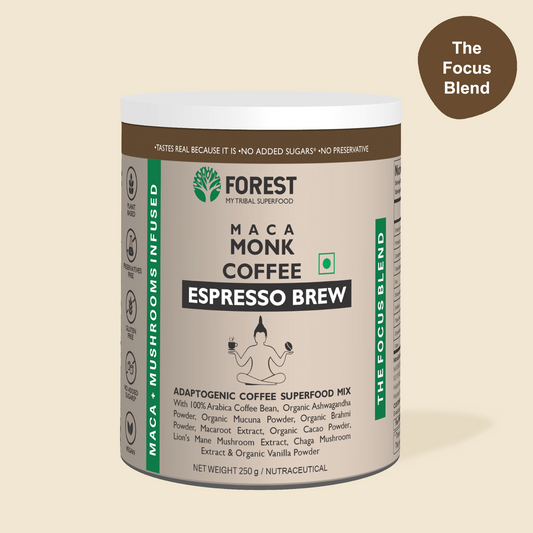 Forest Monk Coffee Espresso Brew- whole beans Coffee & Adaptogenic Herbs  (250g)
