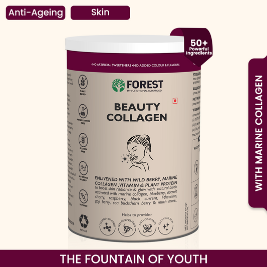Forest Beauty Collagen | For Boost Skin Radiance & Glow With Natural Biotin Activated | With Marine Collagen, Blueberry, Acerola Cherry, Gojiberry, I-theanine, & Much More.