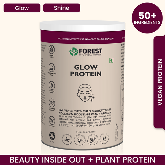 Forest Glow Protein | For Collagen Boosting | With Organic Pea Protein, Blueberry, Acerola Cherry, I-theanine, Gojiberry, Raspberry, Sea Buckthorn berry  & Much More.