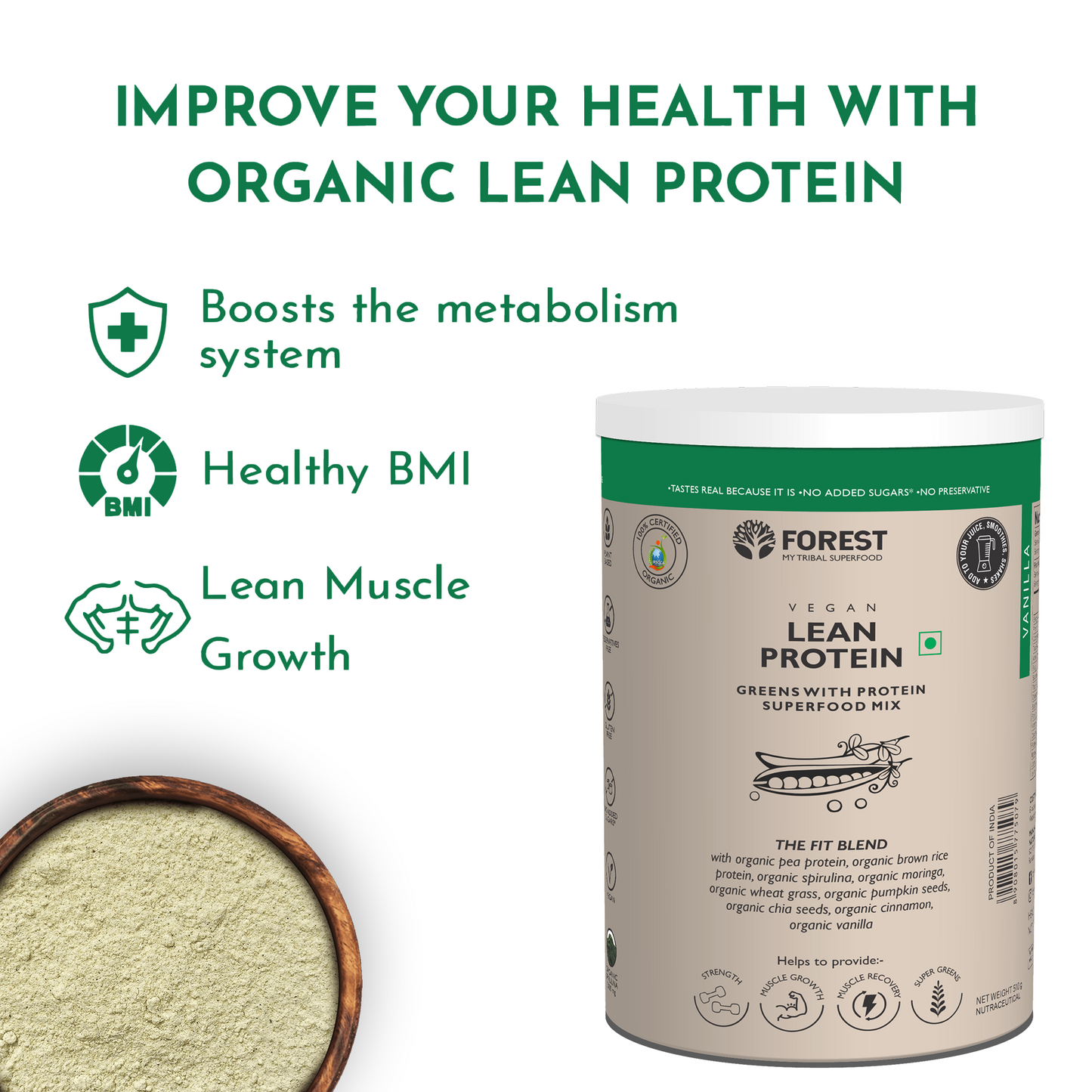 Organic Lean Protein - 100% Certified Organic 510g