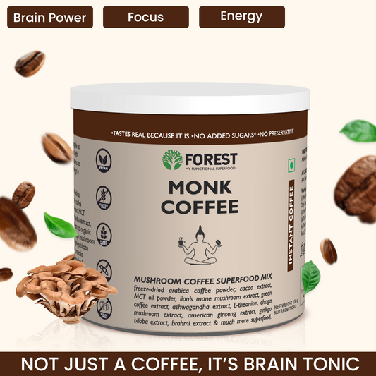 Monk Coffee (Instant) 100% Freeze-dried Arabica Coffee & Adaptogenic Herbs  (150g)