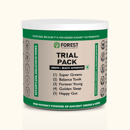 Superfoods Super Trial Pack On The Go ( Pack of 5 ) - Forever Young, Balance Tonik, Happy Gut, Super Green and Golden Sleep.