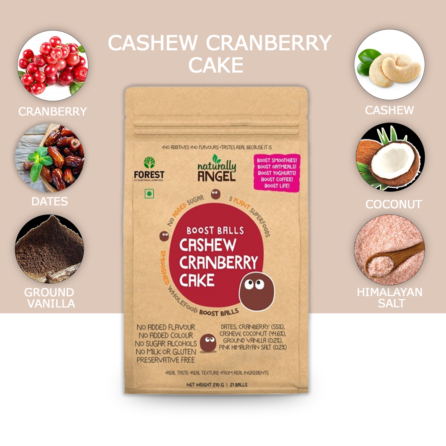 Cashew Cranberry Cake Balls Pack of 21 Balls