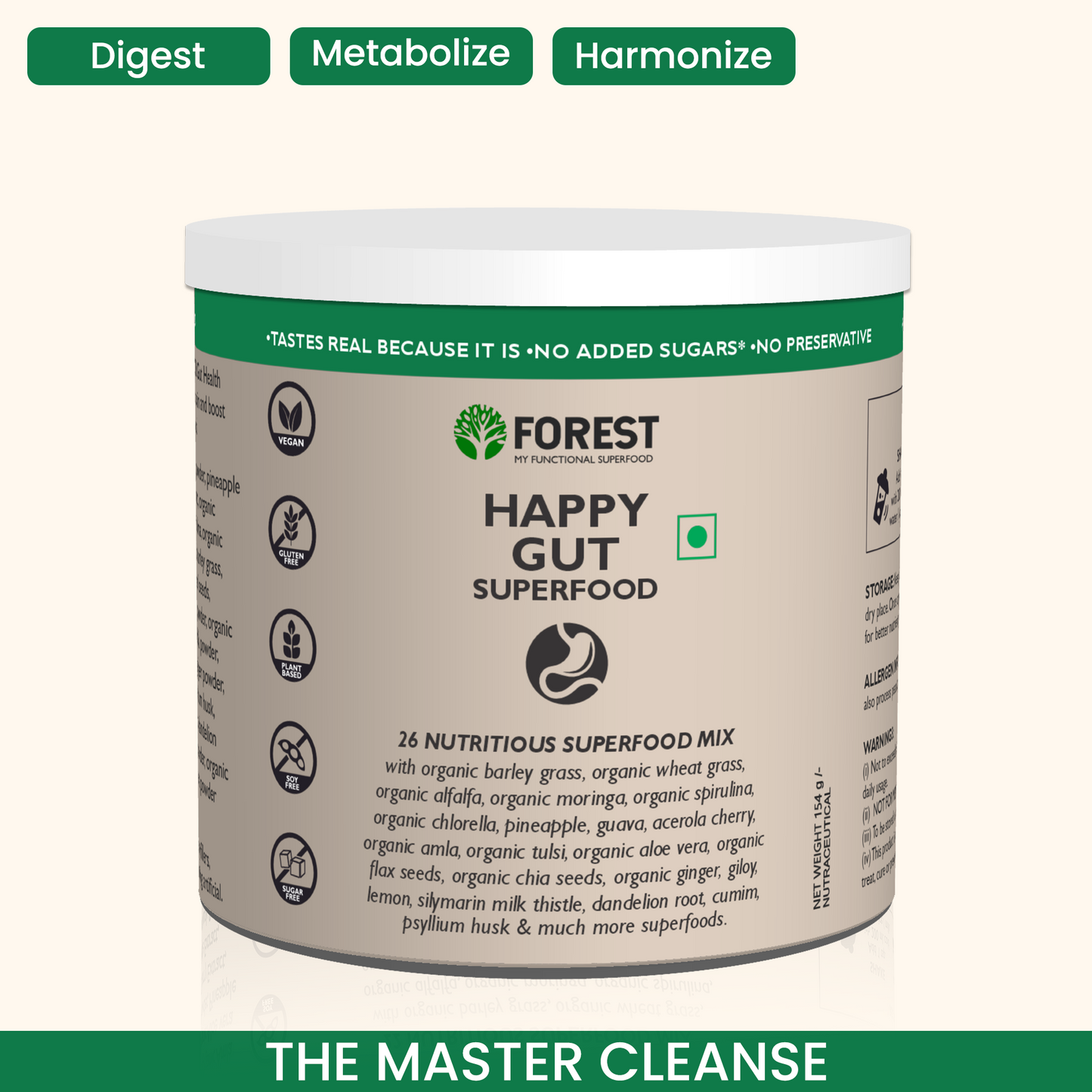 Happy Gut - 100% Natural Greens Superfood for Improved Gut Health and Body Detox