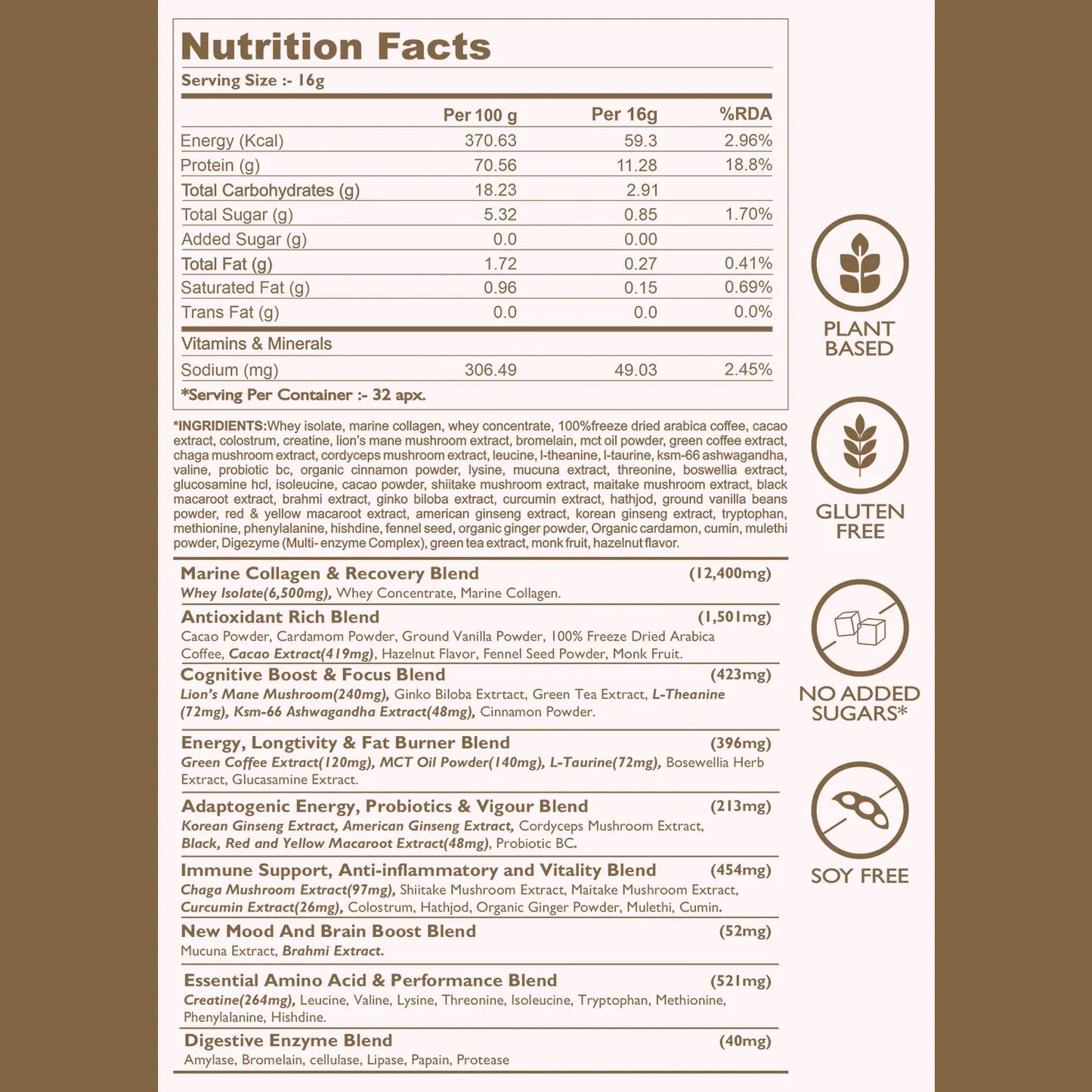 Forest Performance Protein | Marine Collagen, Whey & Mushrooms