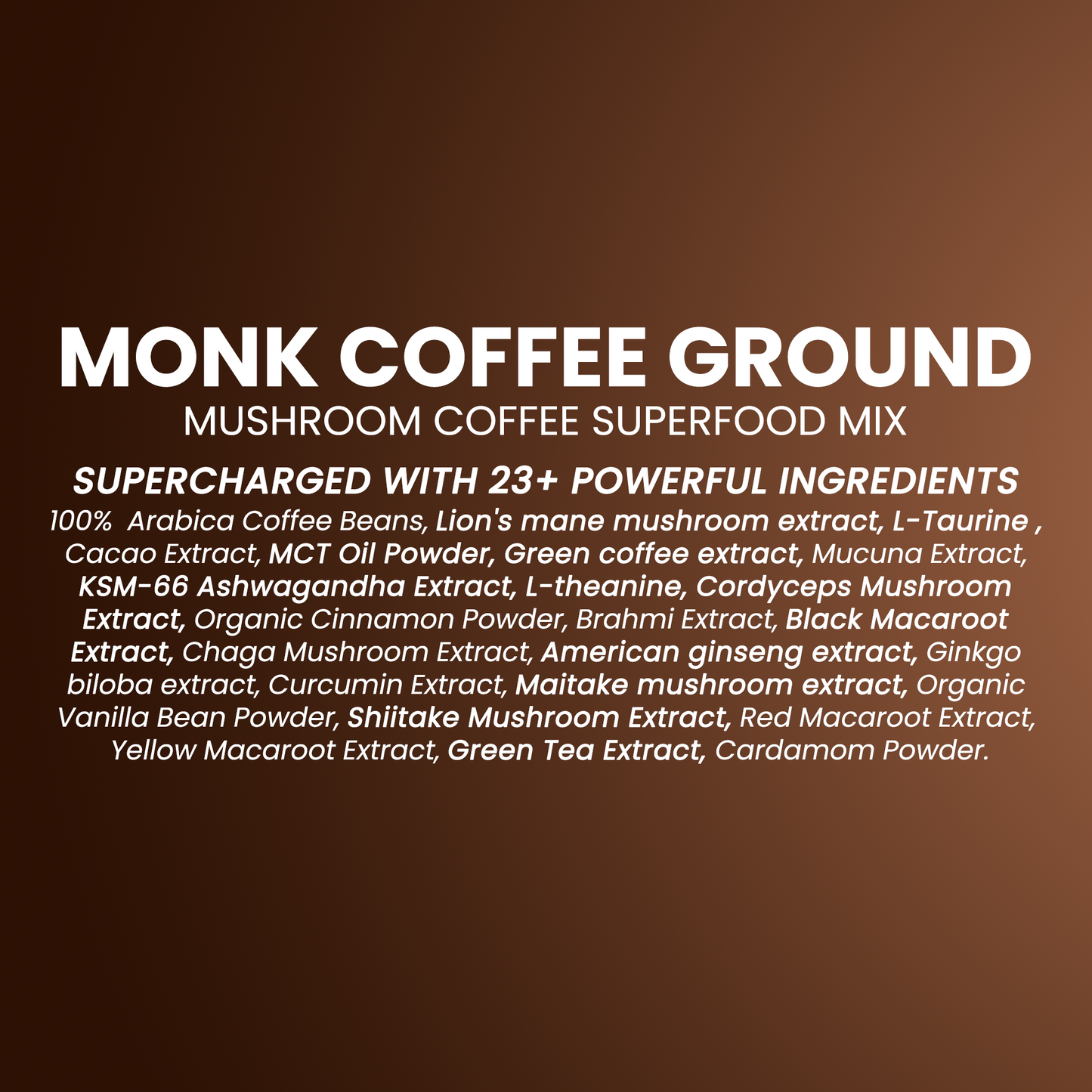 Monk Coffee (Ground) 100% Freeze-dried Arabica Coffee & Adaptogenic Herbs (250g)