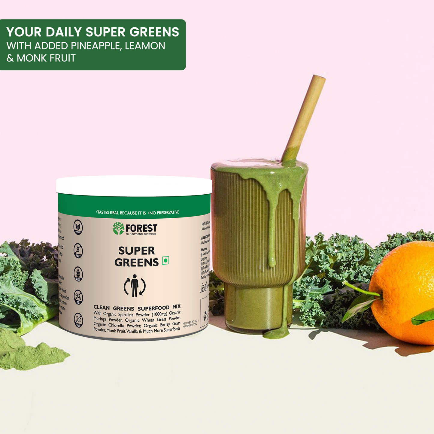 Super Greens (Pineapple lemon) for Immunity and Daily Detox